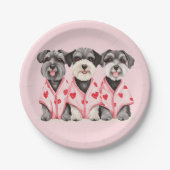 Valentinstag Schnauzer Hunde Pappteller (Vorderseite)