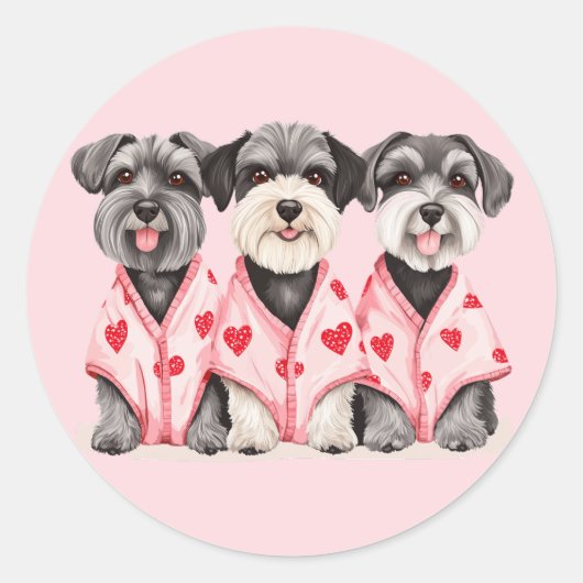 Valentinstag Schnauzer Hunde Runder Aufkleber (Vorderseite)