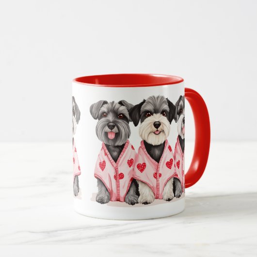 Valentinstag Schnauzer Hunde Tasse (VorderseiteRechts)
