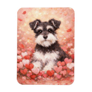 Valentinstag Schnauzer mit Herzen Flexibel Magnet