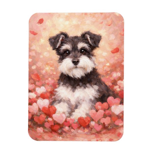 Valentinstag Schnauzer mit Herzen Flexibel Magnet (Vertikal)