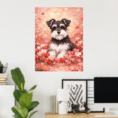 Valentinstag Schnauzer mit Herzen Poster (Heimbüro)