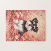 Valentinstag Schnauzer mit Herzen Puzzle (Horizontal)