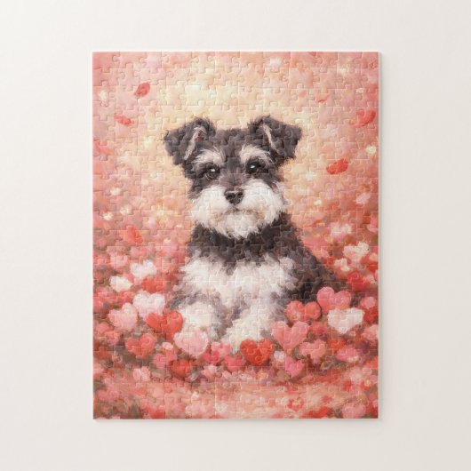 Valentinstag Schnauzer mit Herzen Puzzle (Vertikal)