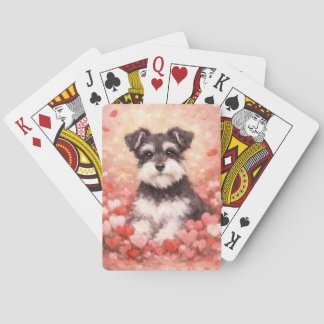 Valentinstag Schnauzer mit Herzen Spielkarten