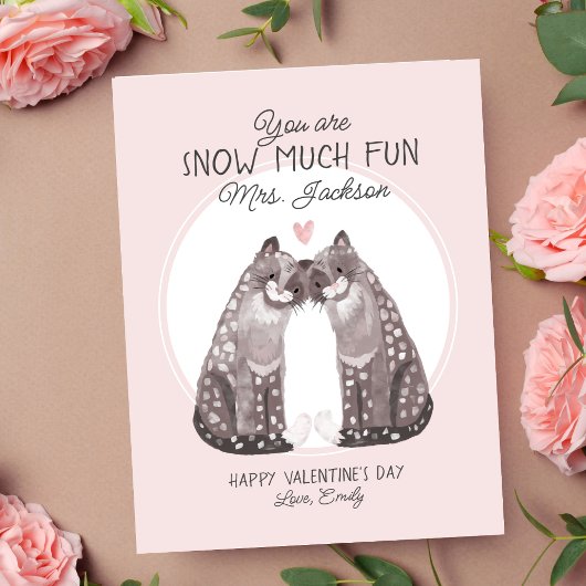 Valentinstag Schnee Leopard Lehrer Valentine Feiertagskarte