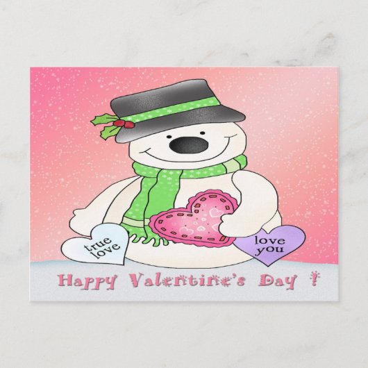 Valentinstag-Schneemann-Postkarte Feiertagspostkarte (Vorderseite)