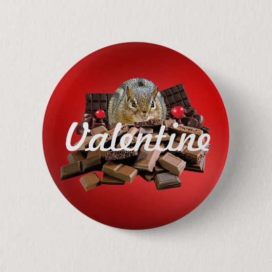 Valentinstag-Schokolade-Chipmunk anpassen Button (Vorderseite)