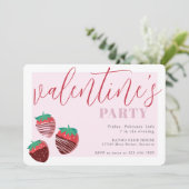 Valentinstag Schokolade Erdbeeren Party Einladung (Stehend Vorderseite)