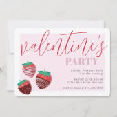 Valentinstag Schokolade Erdbeeren Party Einladung (Vorderseite)