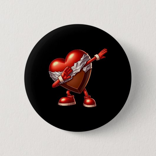 Valentinstag-Schokoladen-Herz-Tupfendesign Button (Vorderseite)