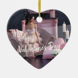 Valentinstag Schönheit in Fingerie auf dem Sofa Keramik Ornament