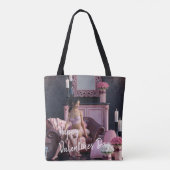 Valentinstag Schönheit in Fingerie auf dem Sofa Tasche (Rückseite)