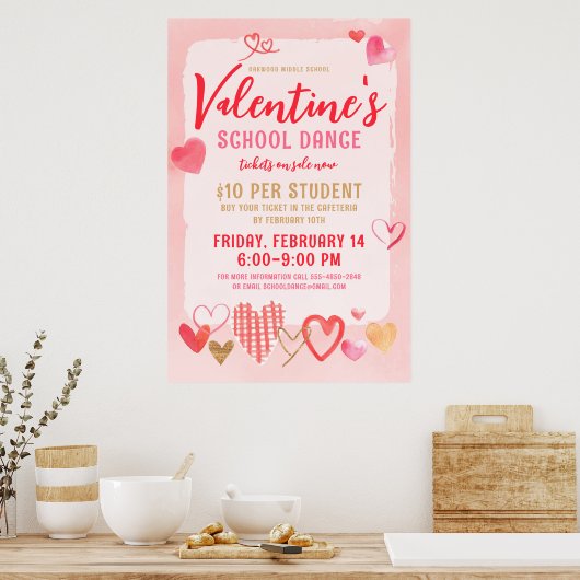 Valentinstag Schule Tanz Einladung Poster (Küche)