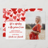 Valentinstag Schwangerschaft Ankündigung Herzen ro (Vorne/Hinten)