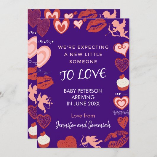 Valentinstag Schwangerschaftsankündigung Engel lil Ankündigung (Vorne/Hinten)