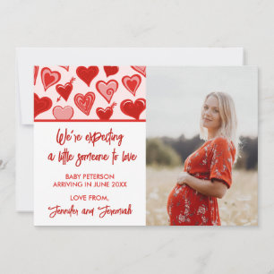 Valentinstag Schwangerschaftsankündigung Herzen ro Ankündigung