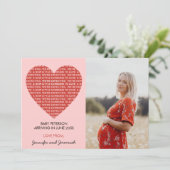 Valentinstag Schwangerschaftsankündigung rosa Ankündigung (Stehend Vorderseite)