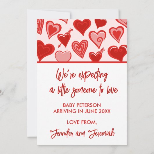 Valentinstag Schwangerschaftsankündigung Rot Ankündigung (Vorderseite)