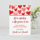 Valentinstag Schwangerschaftsankündigung Rot Ankündigung (Stehend Vorderseite)