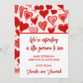 Valentinstag Schwangerschaftsankündigung Rot Ankündigung (Vorne/Hinten)