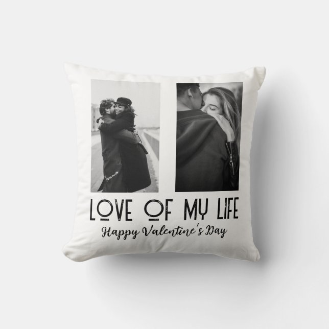 Valentinstag Schwarz-Weiß Kissen (Vorderseite)
