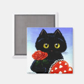 Valentinstag Schwarze Katze Kunst Magnet (Vorderseite/Rückseite)
