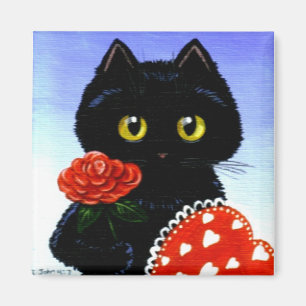 Valentinstag Schwarze Katze Kunst Magnet