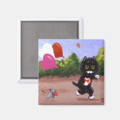 Valentinstag Schwarze Katze Maus Creationarts Magnet (Vorderseite/Rückseite)