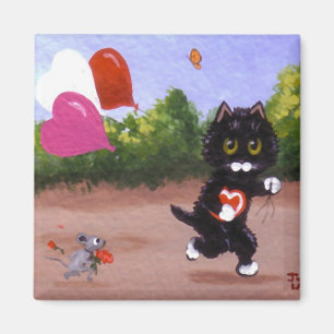 Valentinstag Schwarze Katze Maus Creationarts Magnet