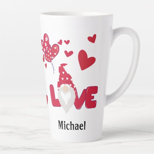 Valentinstag Schwarze Liebe Gnome Latte Tasse (Rechts)