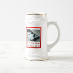 Valentinstag Schwarze und Weiße Katze Bierglas