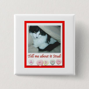 Valentinstag Schwarze und Weiße Katze Button