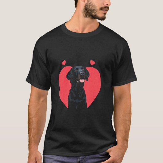 Valentinstag Schwarzer Hund Herz T-Shirt (Vorderseite)