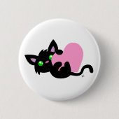 Valentinstag Schwarzer Kitty Button (Vorderseite)