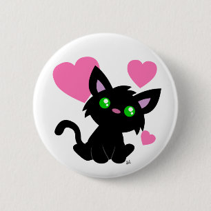 Valentinstag Schwarzer Kitty Button