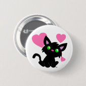 Valentinstag Schwarzer Kitty Button (Vorne & Hinten)