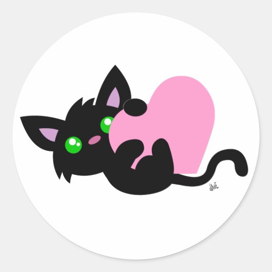 Valentinstag Schwarzer Kitty Sticker (Vorderseite)