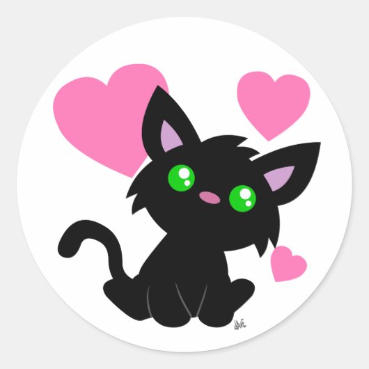Valentinstag Schwarzer Kitty Sticker (Vorderseite)