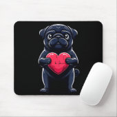Valentinstag Schwarzer Pug Herz Lustiger Hund Mama Mousepad (Mit Mouse)
