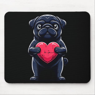 Valentinstag Schwarzer Pug Herz Lustiger Hund Mama Mousepad