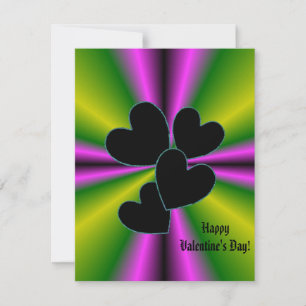 Valentinstag - Schwarzes Herz auf Regenbogen Feiertagskarte