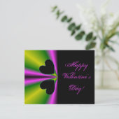 Valentinstag - Schwarzes Herz auf Regenbogen Feiertagskarte (Stehend Vorderseite)