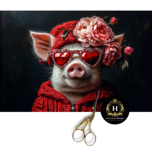 Valentinstag-Schwein-Dekupage Seidenpapier