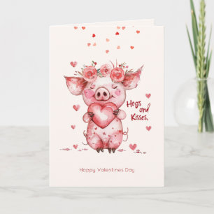 Valentinstag Schweine & Küsse Lustiges Schwein Feiertagskarte