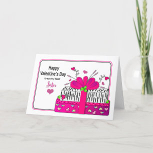 Valentinstag-Schwester-Geschenke in rosa Zebradruc Feiertagskarte