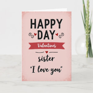 Valentinstag-Schwester-Ich-liebe-dich-Karte Karte