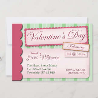 Valentinstag Scrapbook Green Stripe Einladungen