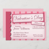 Valentinstag Scrapbook Rosa Streifen Einladungen (Vorne/Hinten)