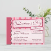 Valentinstag Scrapbook Rosa Streifen Einladungen (Stehend Vorderseite)